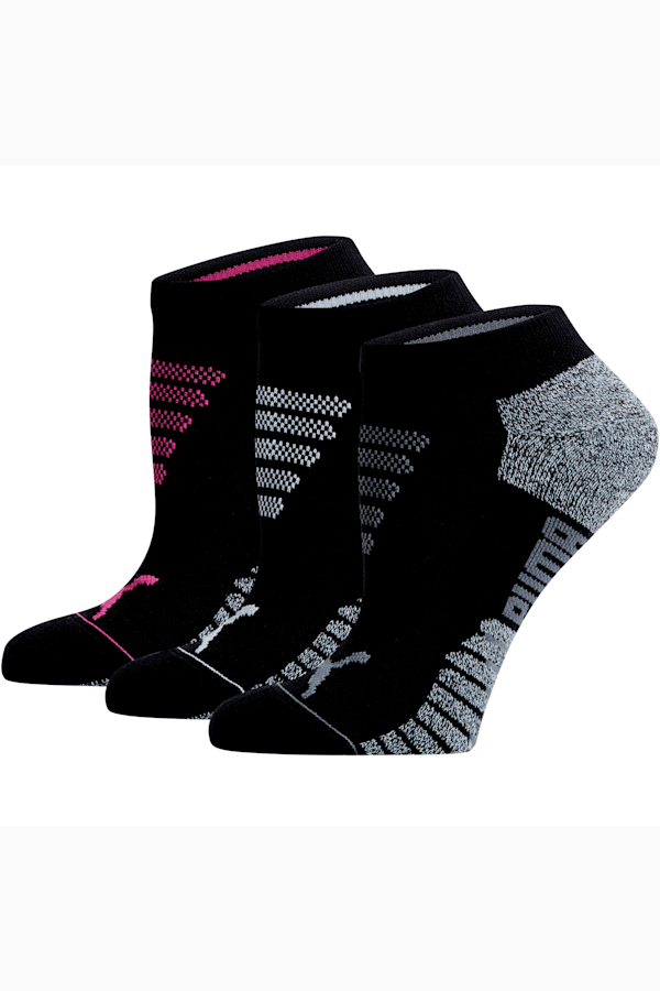 Women's 1/2 Terry Low Cut Socks [3 Pack], BLACK / PURPLE, extralarge